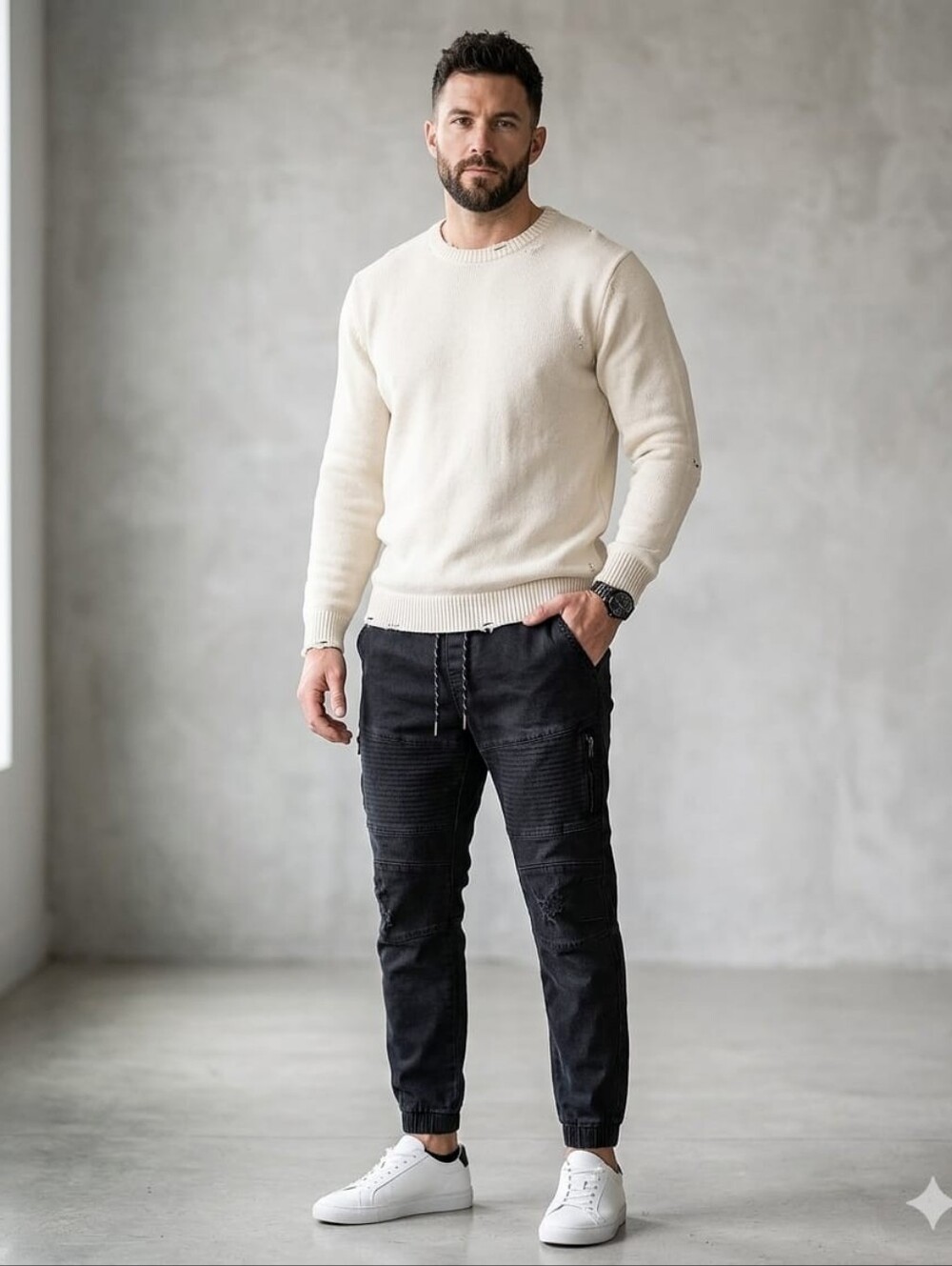 Ring of Fire Black Men's Jogger Pants with Zipper Details